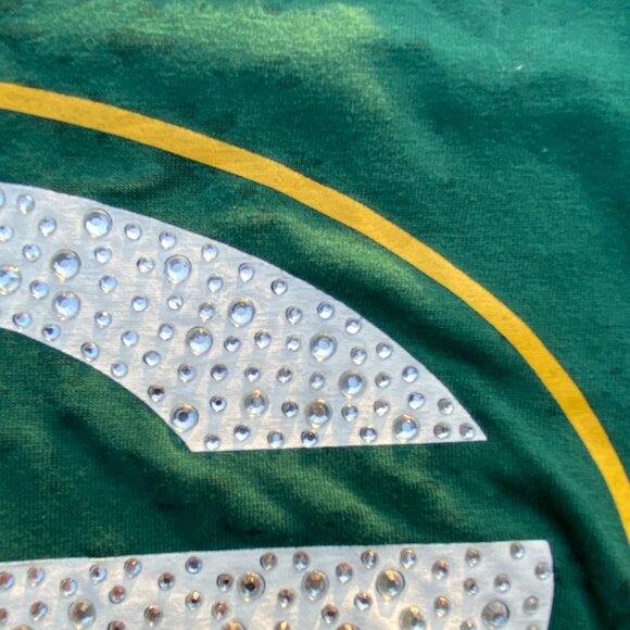 NWT PINK x NFL Packers Gemmed Burnout T-Shirt Sz XS Limited Edition Fan Game Day - Picture 3 of 12